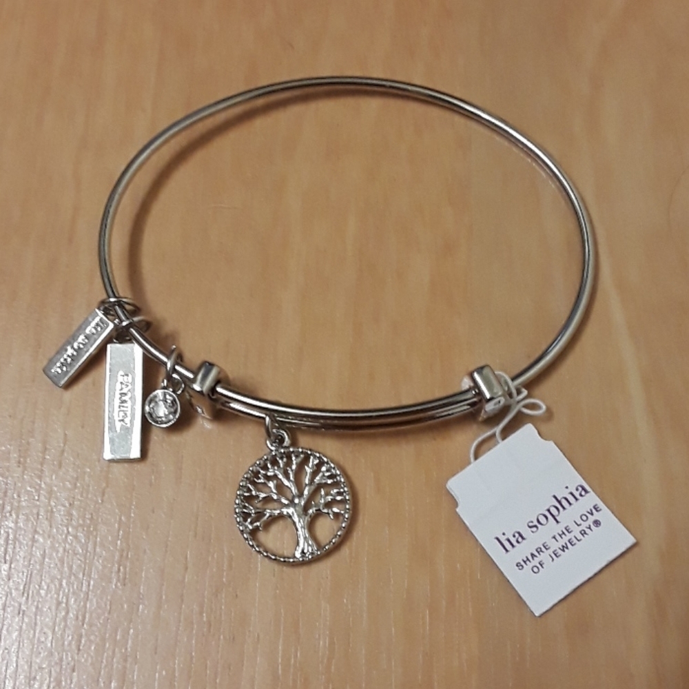 NWT, Lia Sophia Silver Tone Family Tree Bracelet